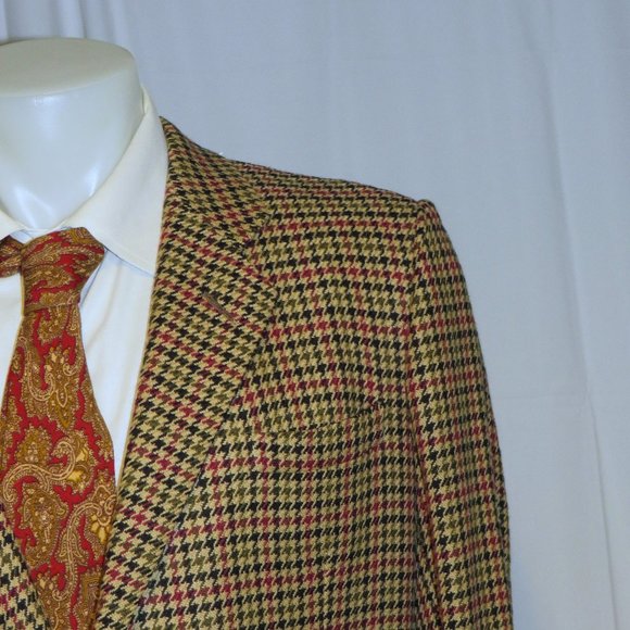 Chester Barrie Brown Houndstooth 100% Cashmere Two Button Sport Coat 44S - Picture 1 of 13